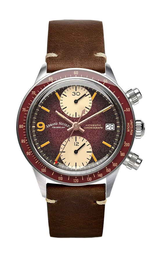 Armand Nicolet Men's Watch VS1 Chronograph 38mm Burgundy A510AXAA-XS-BP19500MAC