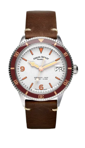 Armand Nicolet Men's Watch VS1 Date 38mm Silver Brown A500AXAA-AS-BP19500MAC