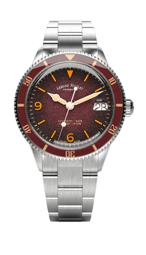 Armand Nicolet Men's Watch VS1 Date 38mm Steel Burgundy A500AXAA-XS-BMA500A