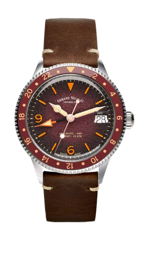 Armand Nicolet Men's Watch VS1 GMT 38mm Burgundy Brown A506AXAA-XS-BP19500MAC