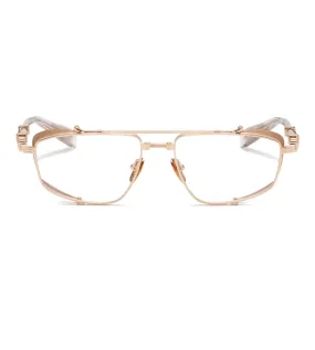 Balmain Men's White Gold Aviator Optical Frame