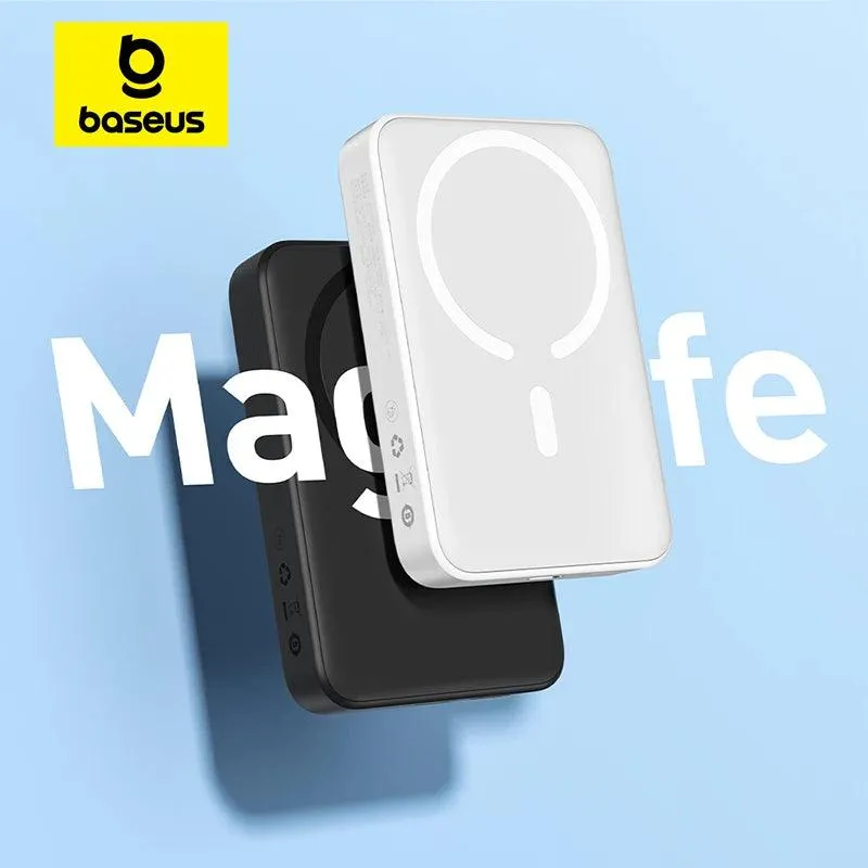 Baseus 10000mAh Mini Magnetic Wireless Fast Charger for iPhone 15, 14, 13 & Pro Max - Auto-Wake Power Bank