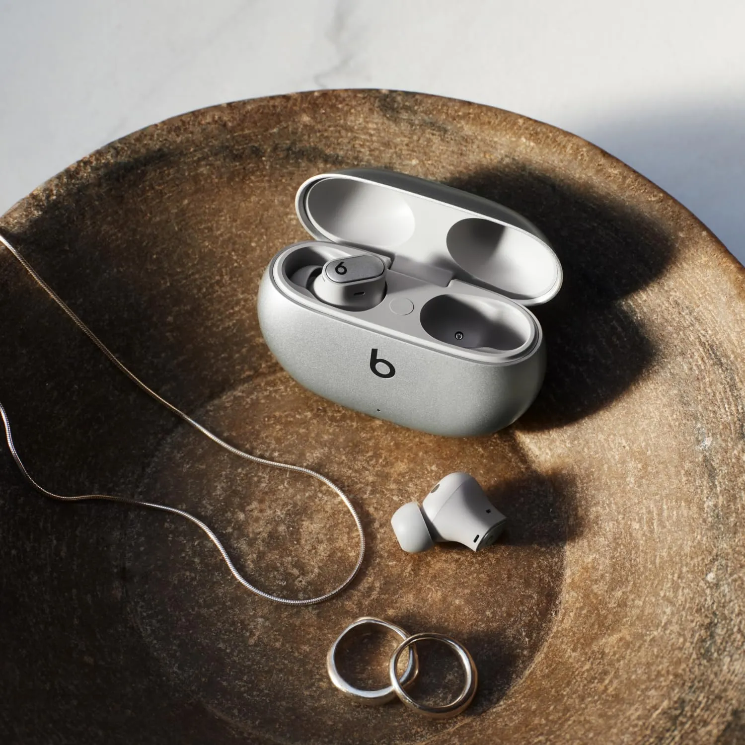 Beats Studio Buds   | True Wireless Noise Cancelling Earbuds, Enhanced Apple & Android Compatibility, Built-in Microphone, Sweat Resistant Bluetooth Headphones, Spatial Audio - Cosmic Silver