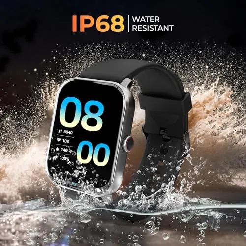 beatXP Marv Neo 1.85” (4.6 cm) Display, Bluetooth Calling Smart Watch, Smart AI Voice Assistant, 100  Sports Modes, Heart & SpO2 Monitoring, IP68, Fast Charging (Free Size, Modern, Black)