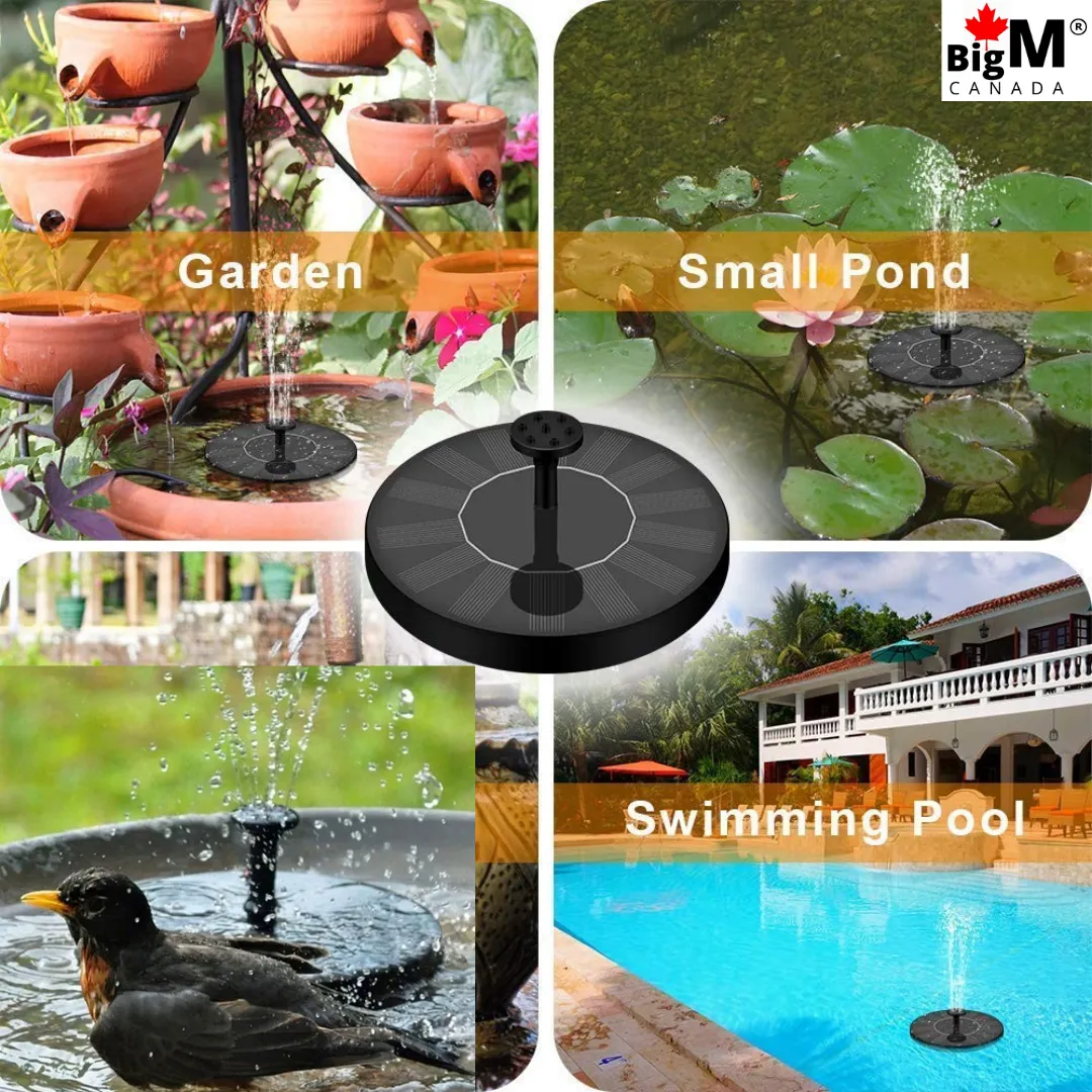 BigM Solar Floating Fountain for Bird Baths Ponds Garden Decorations