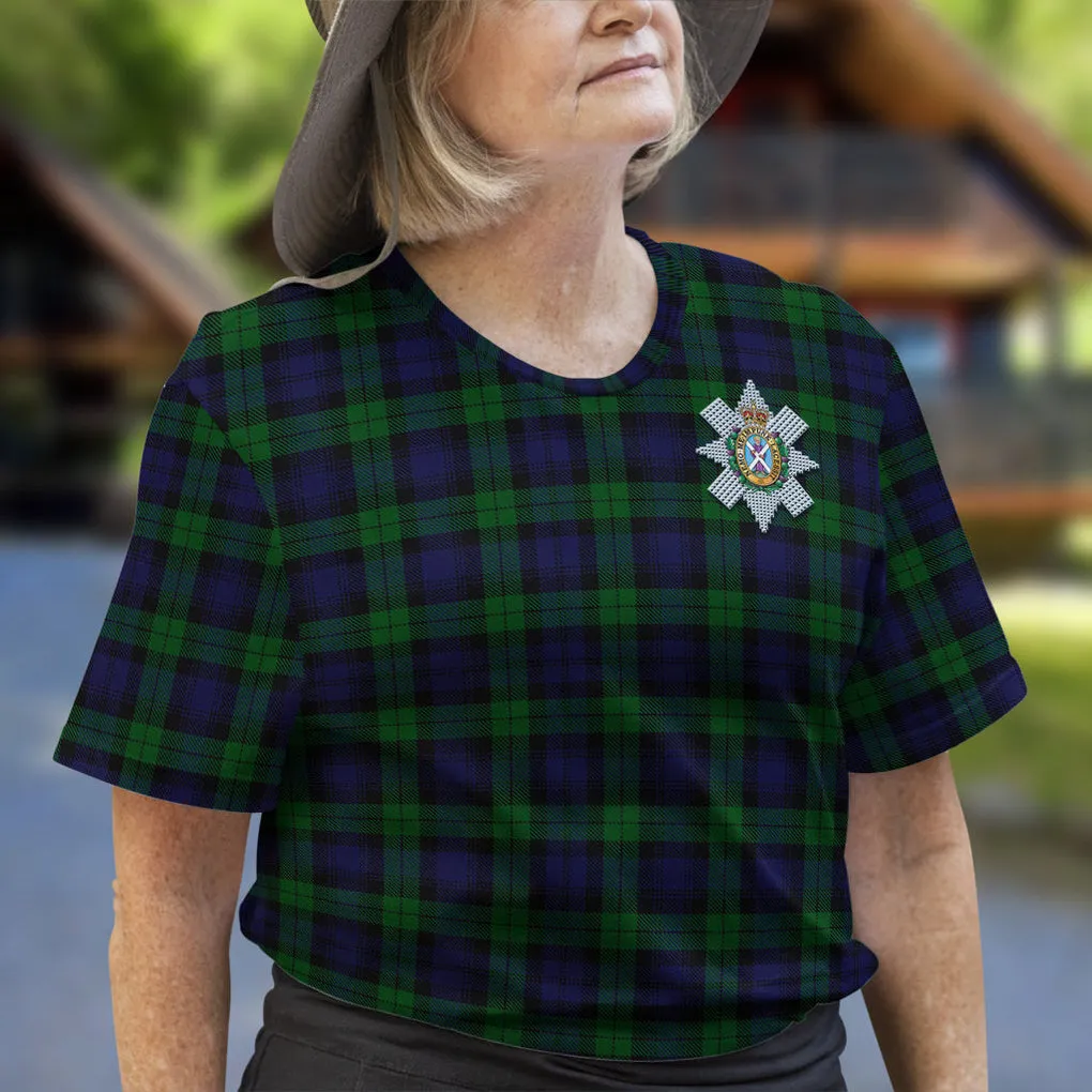 Black Watch Tartan T-Shirt with Family Crest