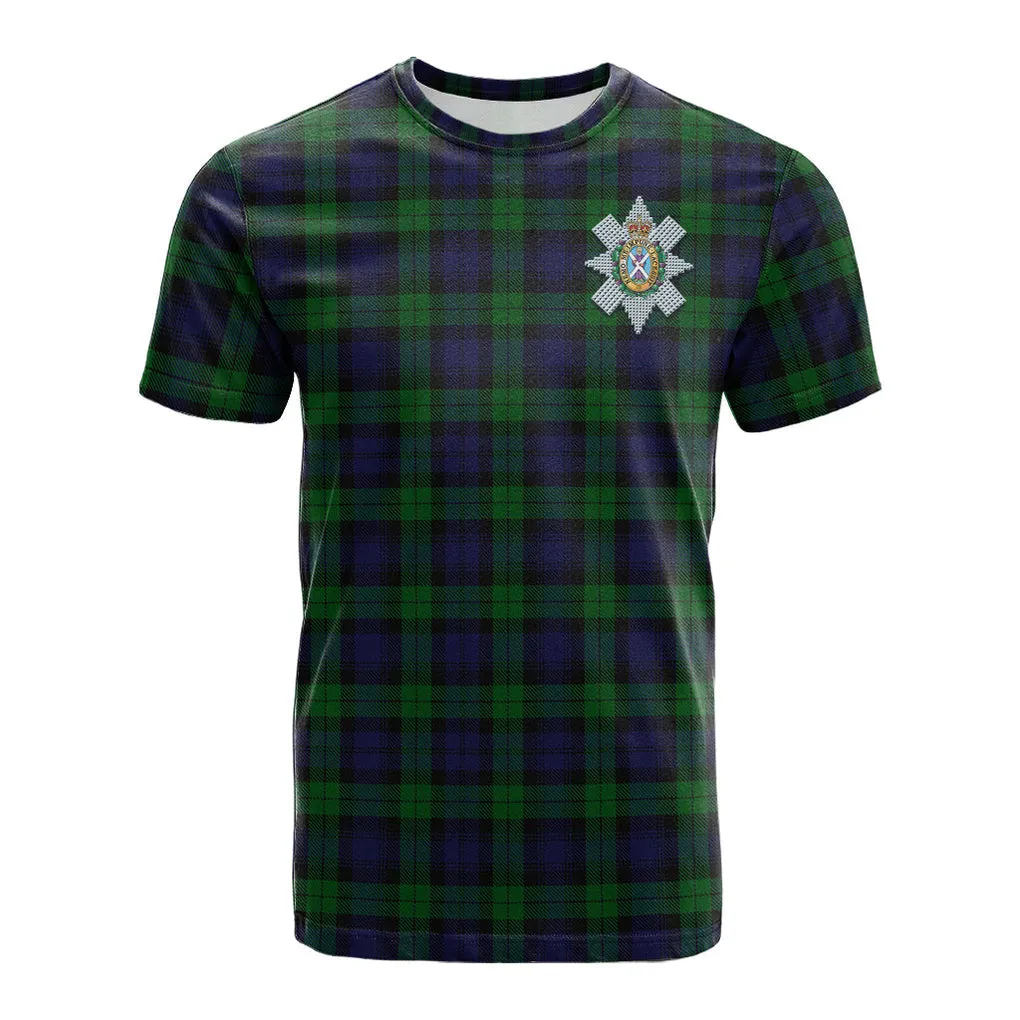 Black Watch Tartan T-Shirt with Family Crest