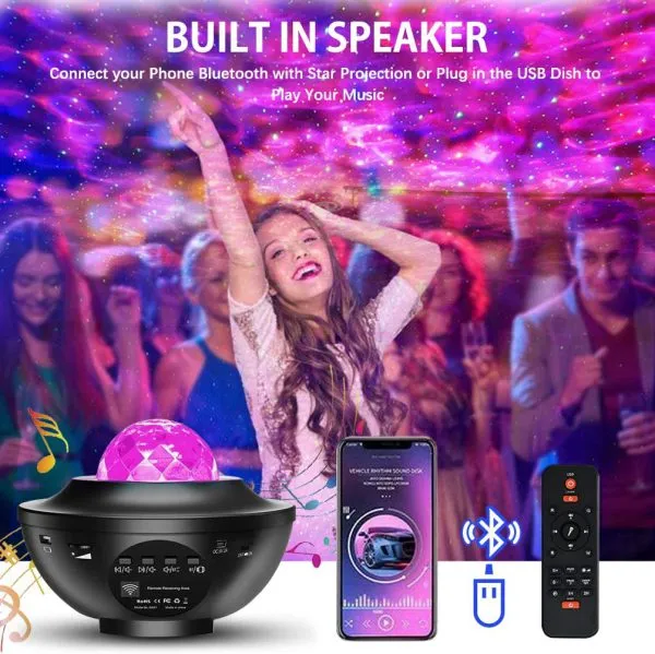 Bluetooth USB Music Player Starry Sky Galaxy Projector Nightlight for Children - Colorful Star Night Light with Remote Control - Romantic Projection Lamp Gift