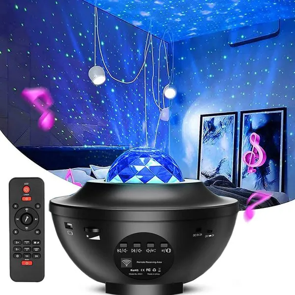 Bluetooth USB Music Player Starry Sky Galaxy Projector Nightlight for Children - Colorful Star Night Light with Remote Control - Romantic Projection Lamp Gift