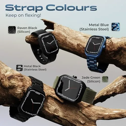 Boult Newly Launched Trail Smart Watch 2.01'' 3D Curved HD Display, Bluetooth Calling, Working Crown, 190 Watchfaces, 500 Nits Brightness, AI Voice Assistant, SpO2 Monitoring, 120  Sports Mode (Metal Blue)