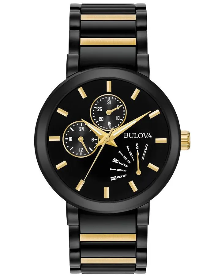 Bulova Mens Classic - Black Stainless Steel - Two-Tone - Bracelet - Day/Date