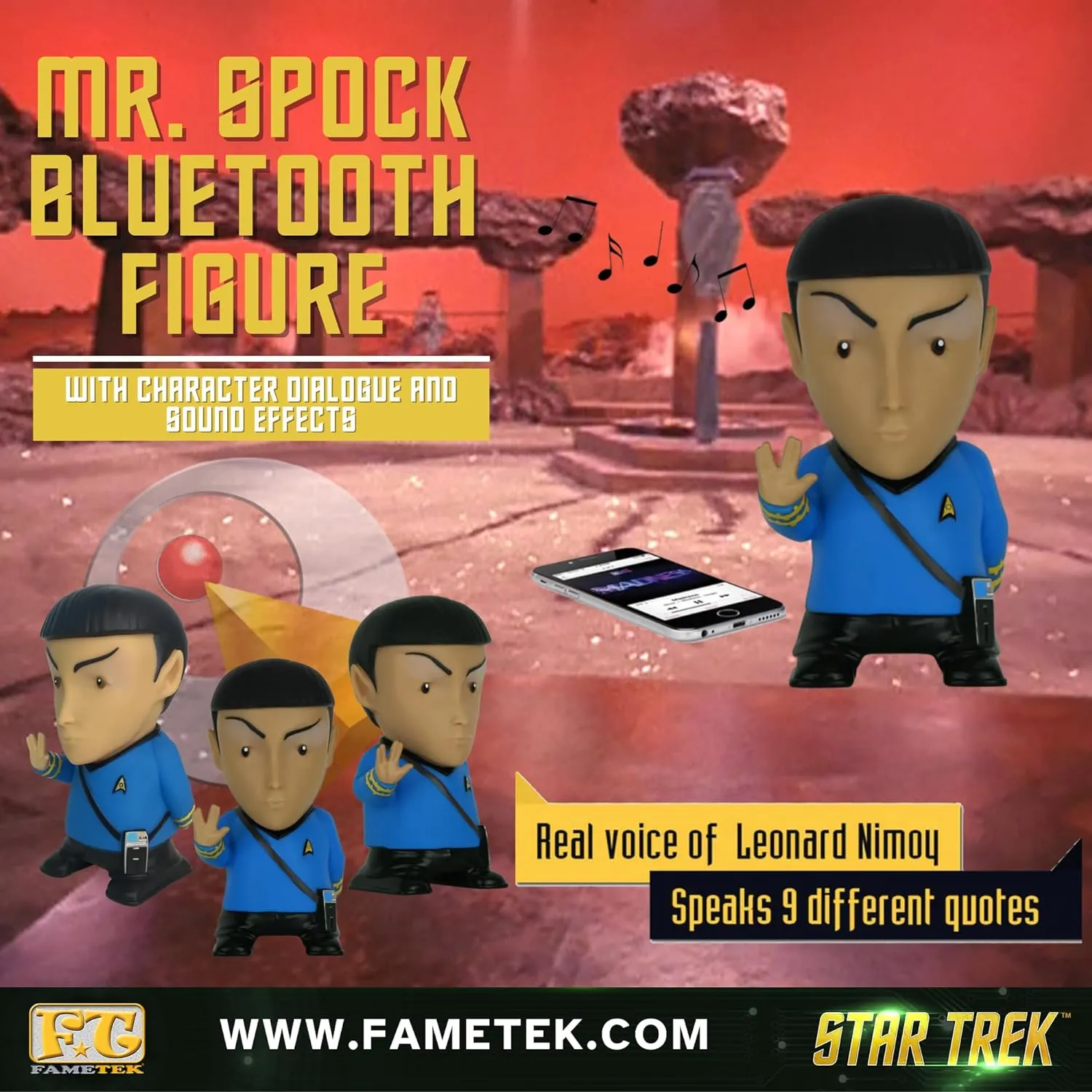 BUNDLE - Star Trek: TOS - Mr. Spock 6” Talking Bluetooth Figure Speaker with TOS Command Delta design 10,000 mAh Powerbank