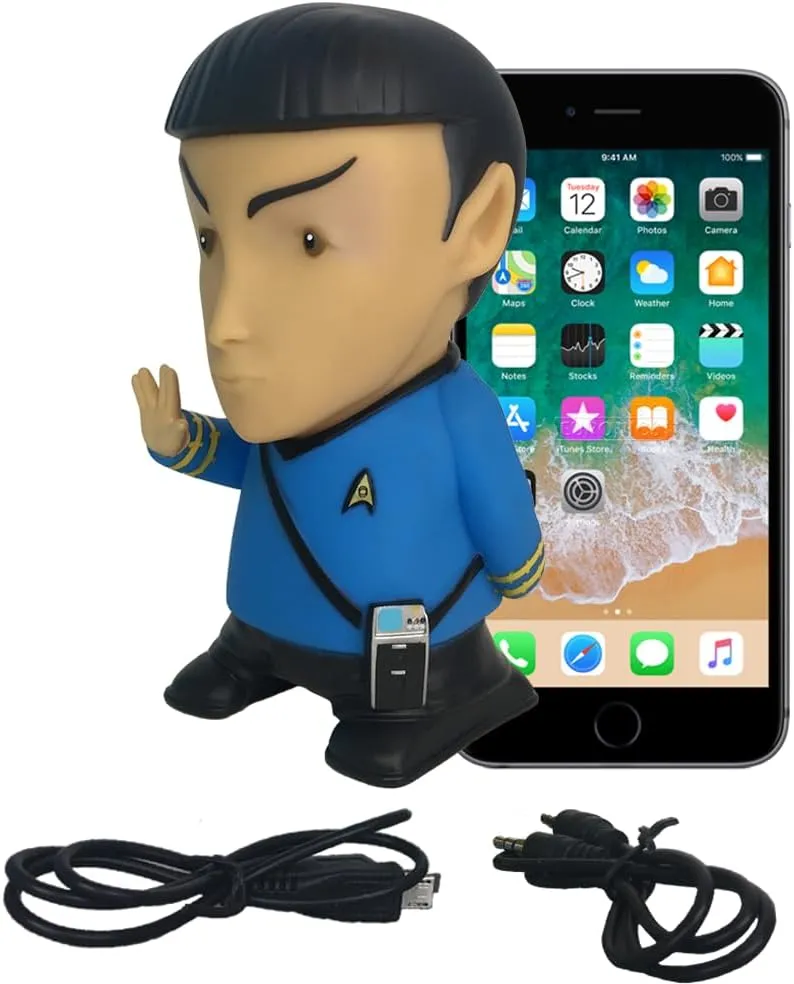 BUNDLE - Star Trek: TOS - Mr. Spock 6” Talking Bluetooth Figure Speaker with TOS Command Delta design 10,000 mAh Powerbank