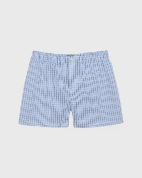 Button-Front Boxer Short in Blue Multi Check Poplin