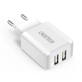 C0030 Choetech 10W Dual USB Travel Wall Charger 5V/2A