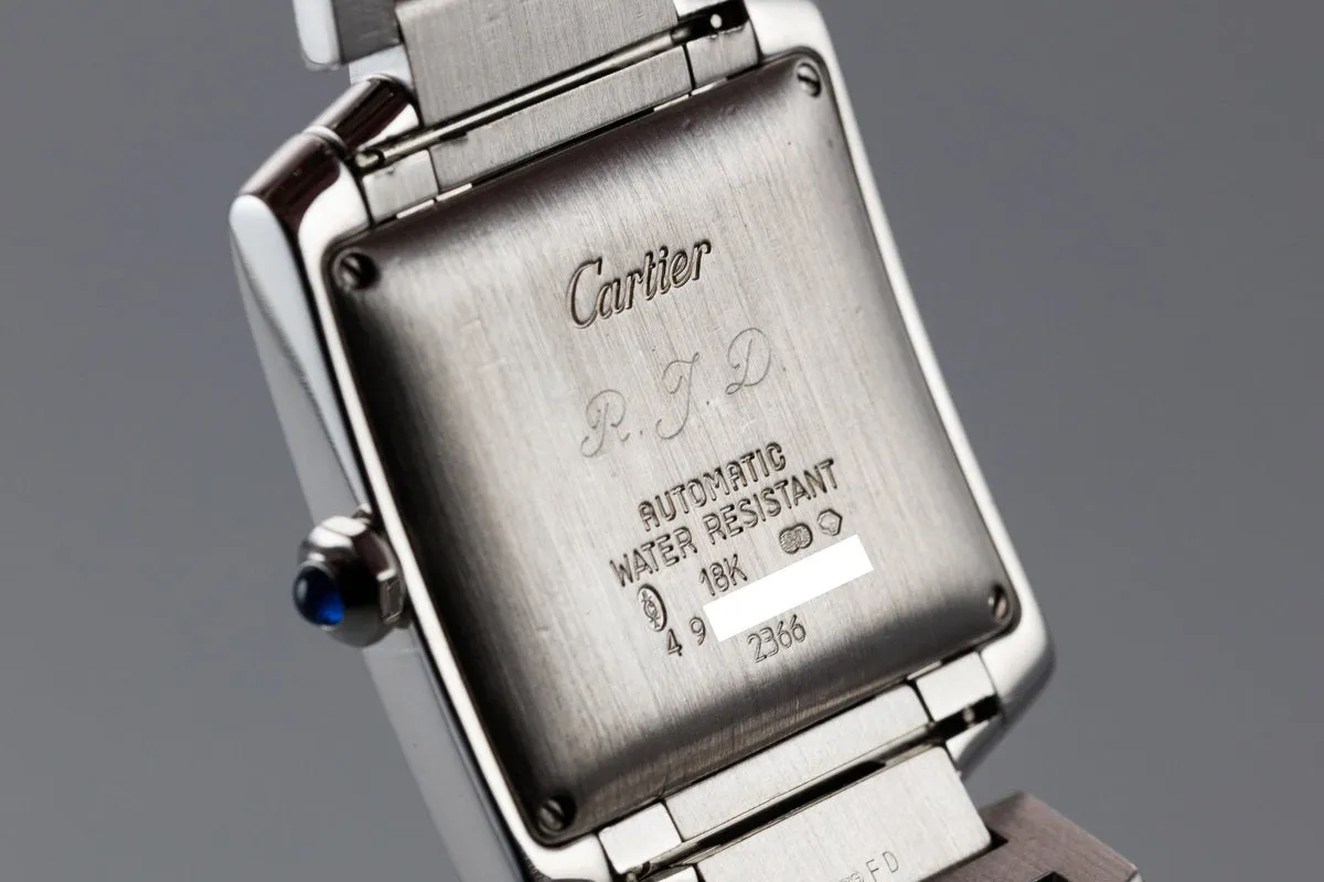 Cartier 18K Large White Gold Tank Francaise Date W5001153