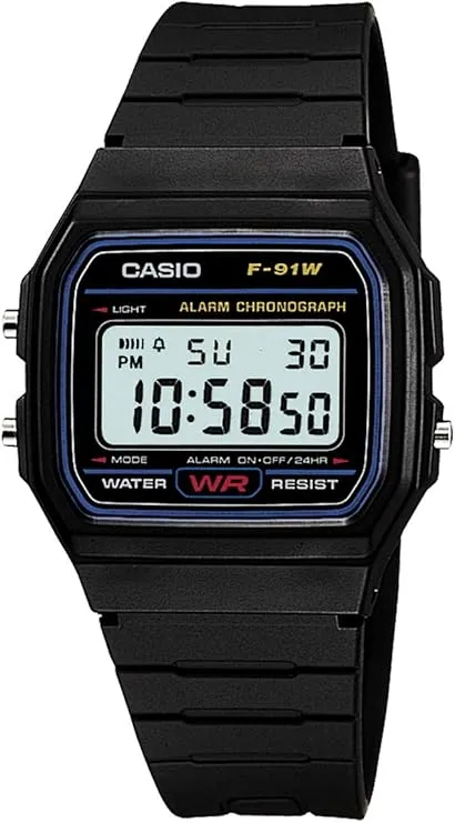 Casio Standard Digital Watch With LED Light F-91W-1JF