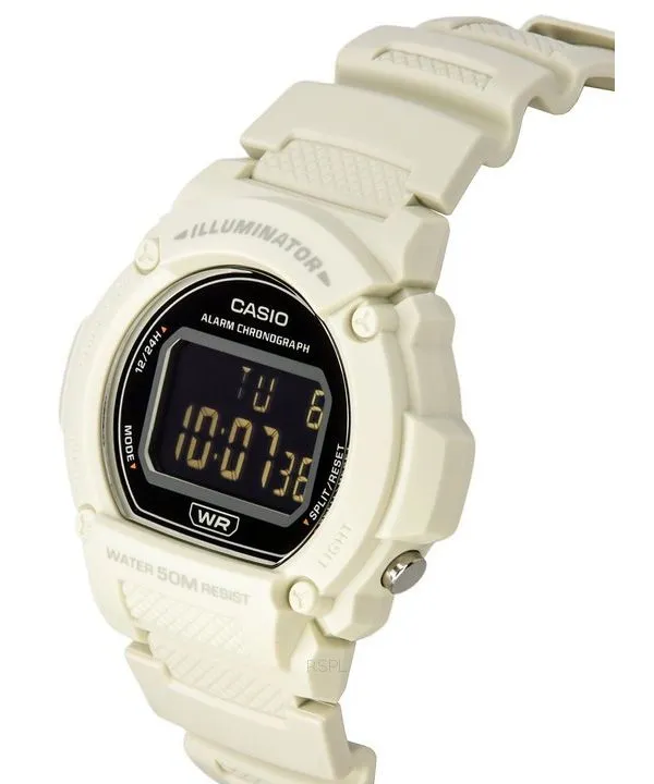 Casio Standard Illuminator Digital White Resin Strap Quartz W-219HC-8B Mens Watch