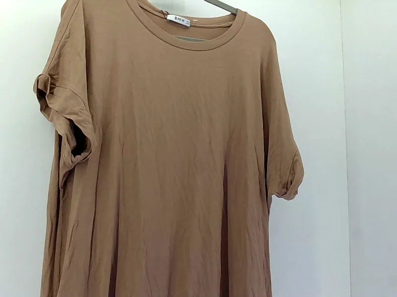 Casual Brown Short Sleeve Dress Women's XXLarge