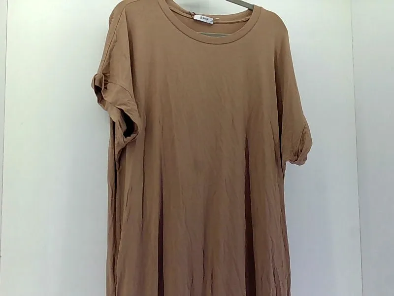 Casual Brown Short Sleeve Dress Women's XXLarge