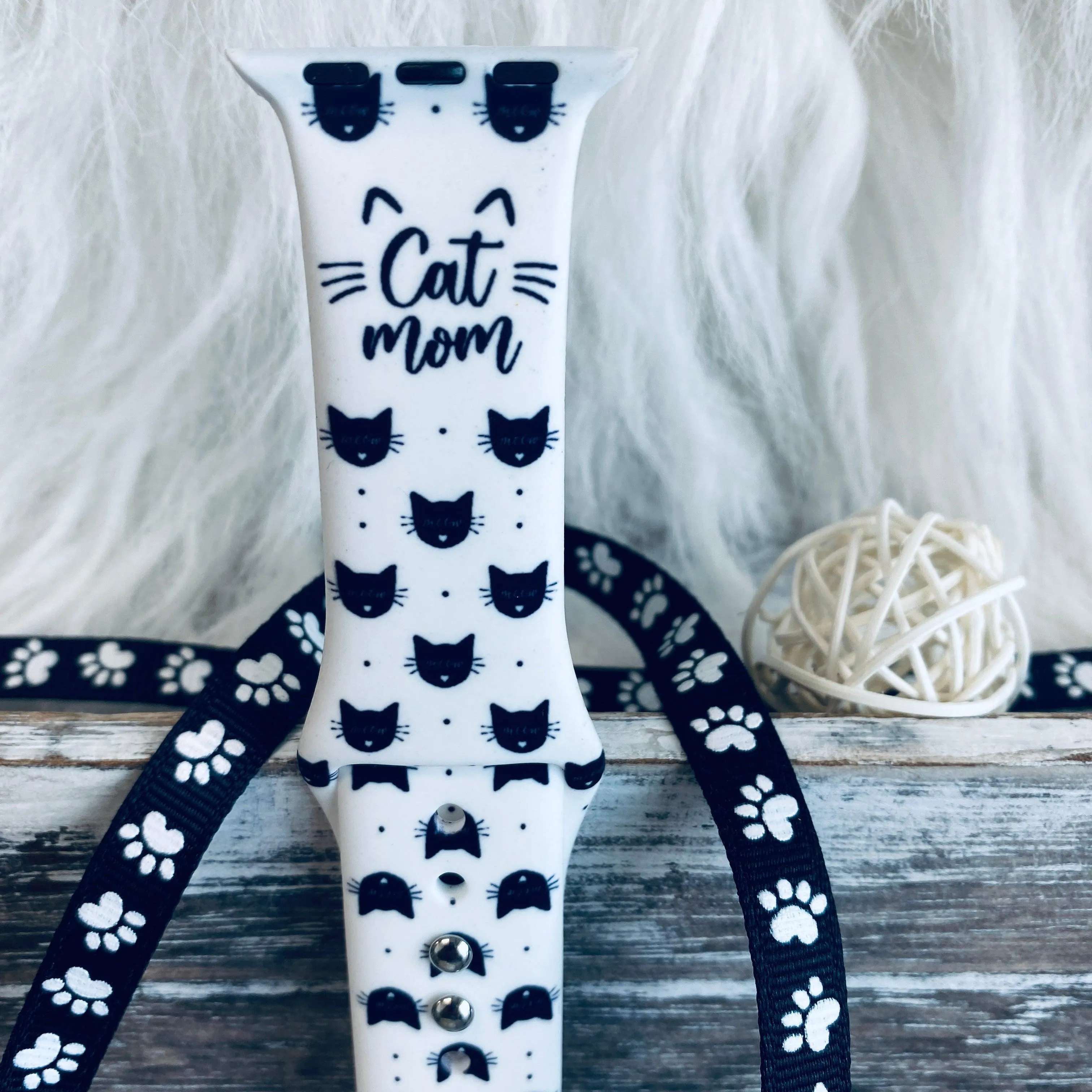 Cat Mom Print Silicone Band For Apple Watch