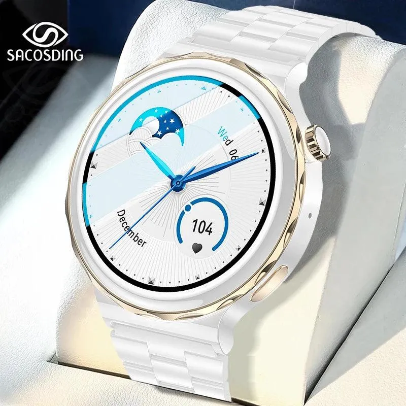 Chic Bluetooth Smartwatch for Women's Wellness with Tailored Features