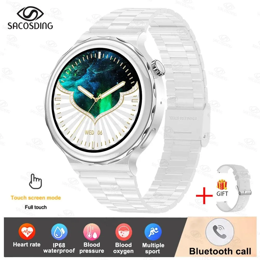 Chic Bluetooth Smartwatch for Women's Wellness with Tailored Features