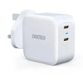 Choetech 40W Dual USB-C Port Charger - White