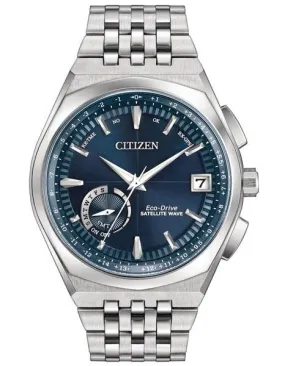 Citizen Mens Eco-Drive Satellite Wave - Blue Dial - Day/Date - World Time - 100m