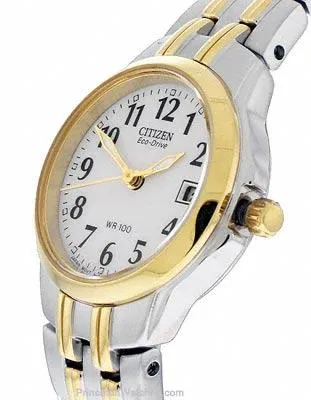 Citizen Silhoutte Ladies Two-Tone Sport Watch - White Dial - Date - 100 Meters