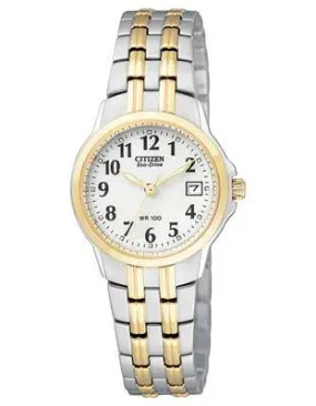 Citizen Silhoutte Ladies Two-Tone Sport Watch - White Dial - Date - 100 Meters