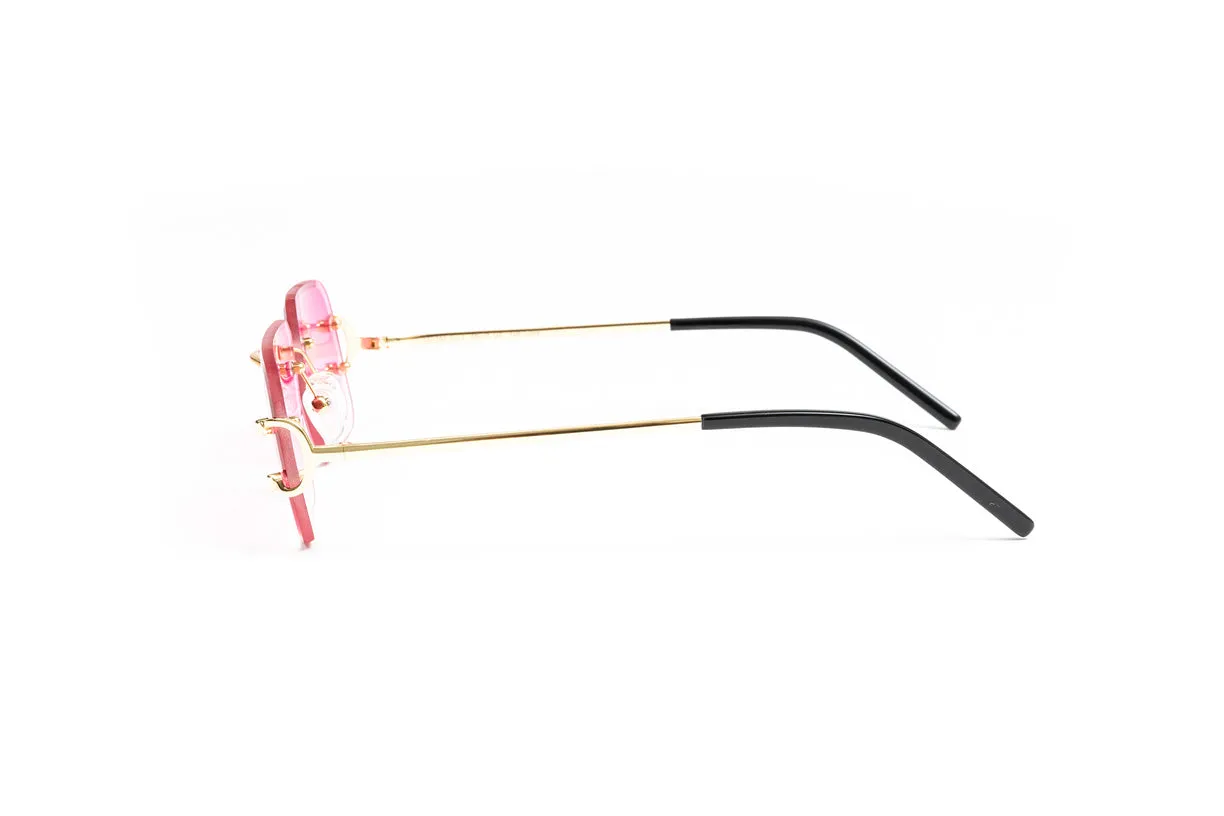 CLASSIC C 18KT Gold Rimless Sunglasses, Gradient Dark Pink Lenses