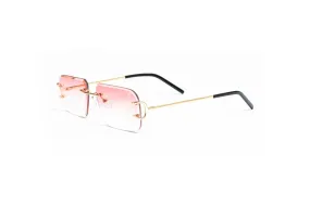 CLASSIC C 18KT Rimless Sunglasses, Gradient Pink Rectangular Lenses