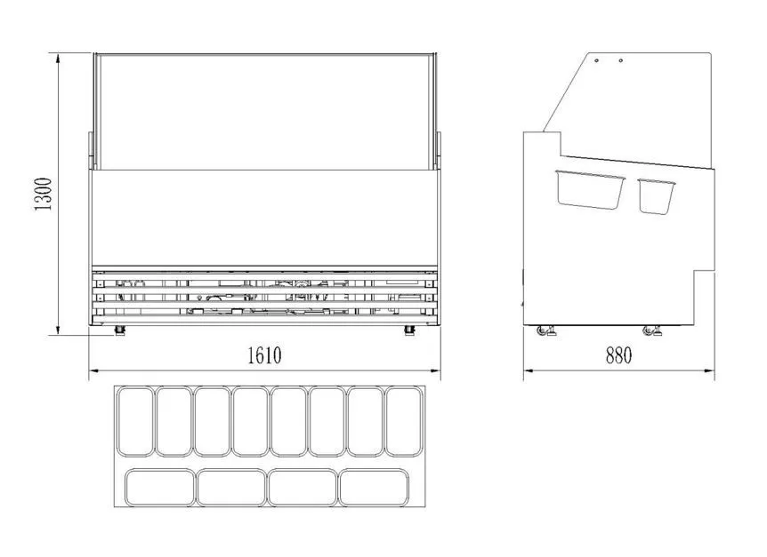 Combisteel Borneo Ice Cream Counter Display Freezer 12 x 5 Litre - 7487.0260