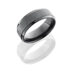 Cross Satin Beveled Wedding Band Black Zirconium 8mm Wide