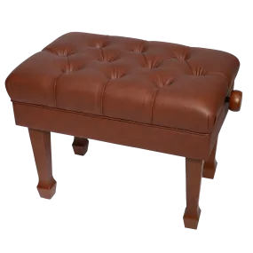 Crown Deluxe Skirted & Tufted Hydraulic Height Adjustable Piano Bench (Walnut)