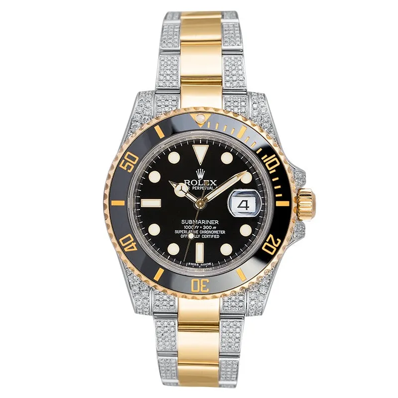 Custom Diamond Set Rolex Submariner Date 116613LN Steel and 18ct Yellow Gold