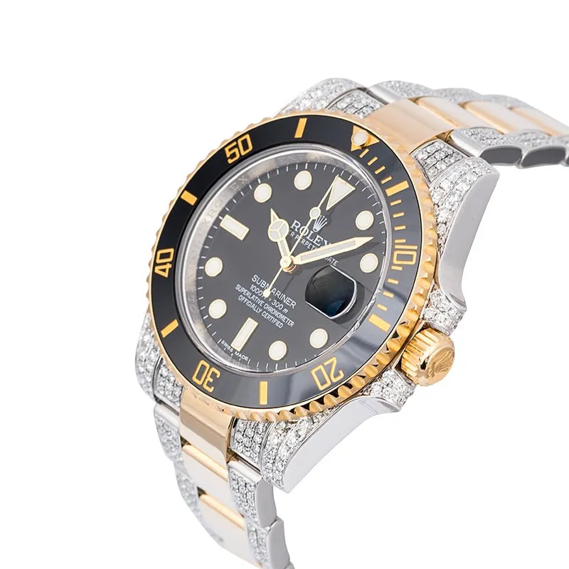 Custom Diamond Set Rolex Submariner Date 116613LN Steel and 18ct Yellow Gold