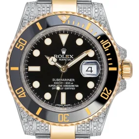 Custom Diamond Set Rolex Submariner Date 116613LN Steel and 18ct Yellow Gold