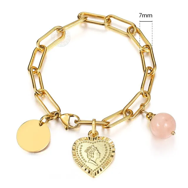 Customize Bracelet Gold Color Love Charm Bracelet Gift for Her