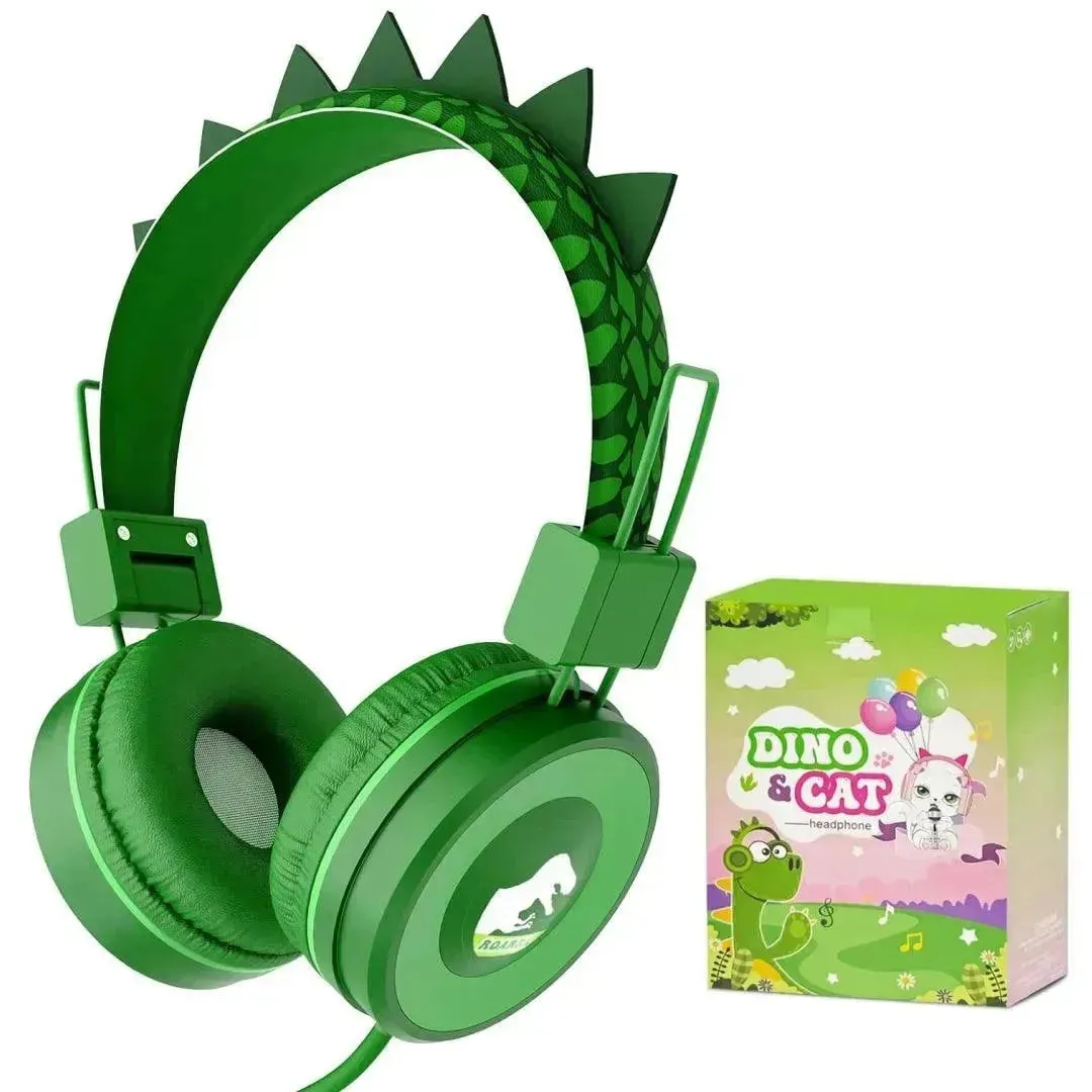 Cute Dino and Cat Wired Headphones For Kids