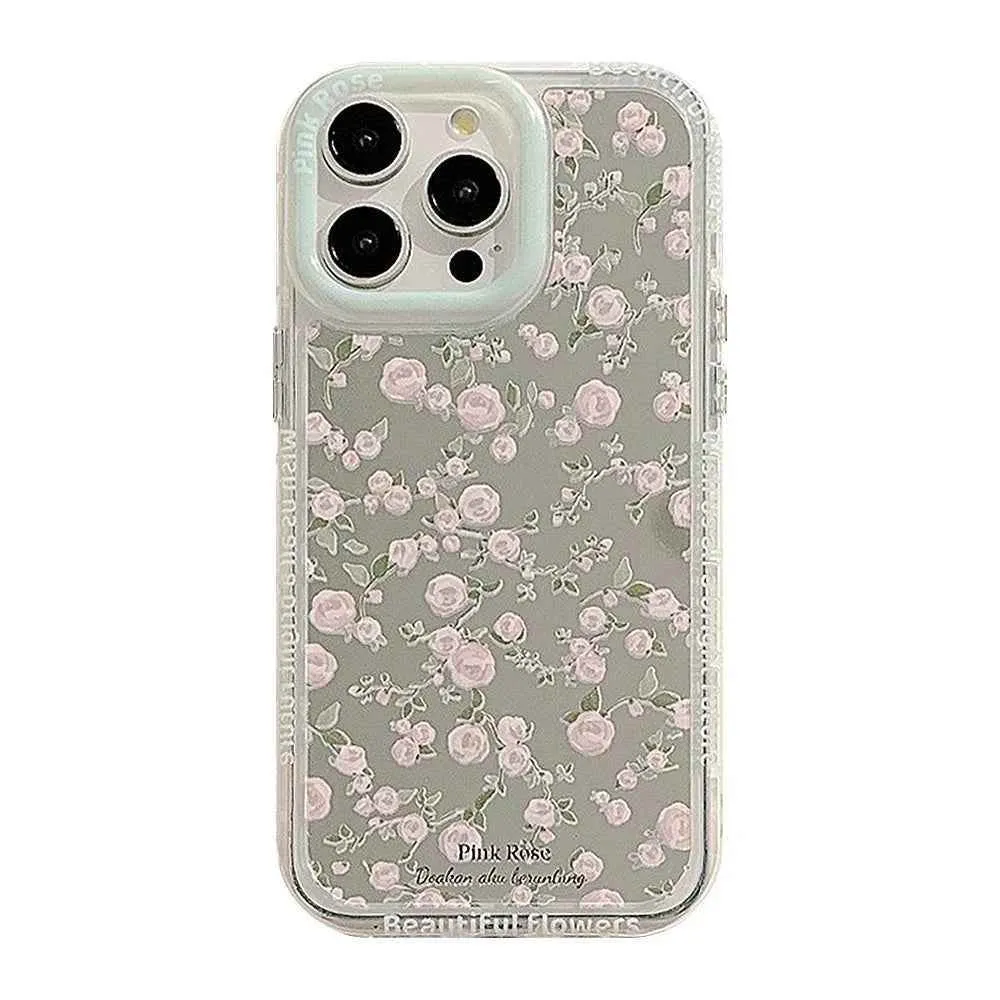 Cute Phone Cases: Pink Rose Makeup Mirror for iPhone 15 Pro Max, 14, 13, 12, and 11 - TSP300