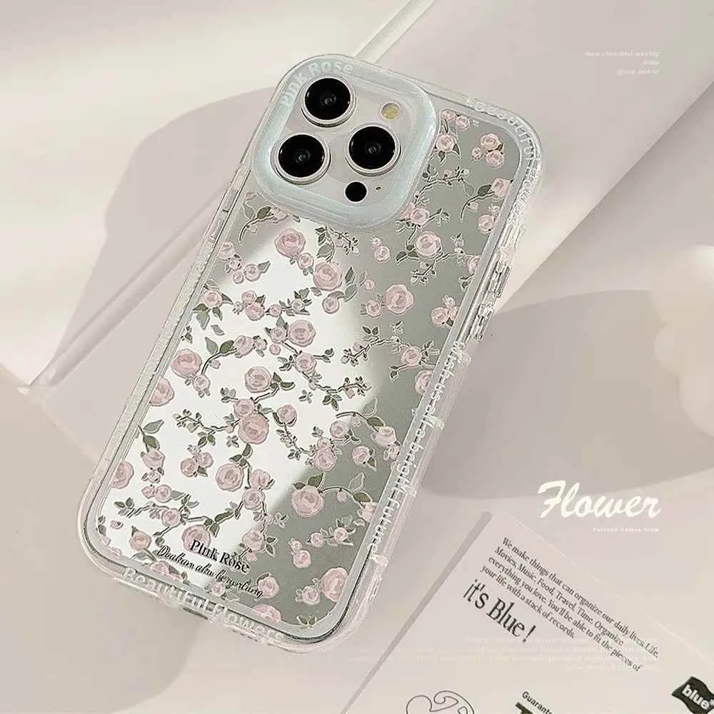 Cute Phone Cases: Pink Rose Makeup Mirror for iPhone 15 Pro Max, 14, 13, 12, and 11 - TSP300