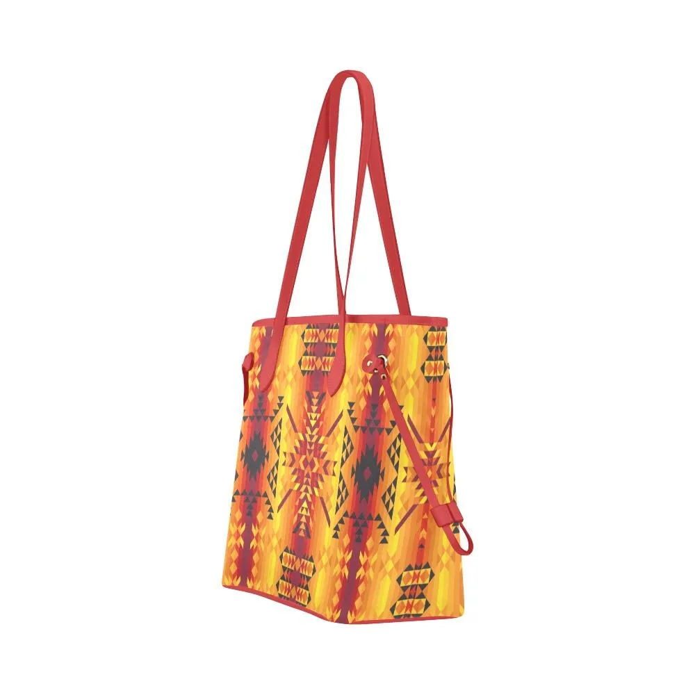 Desert Geo Yellow Red Clover Canvas Tote Bag