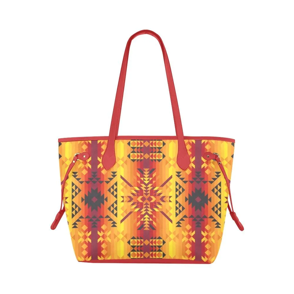 Desert Geo Yellow Red Clover Canvas Tote Bag