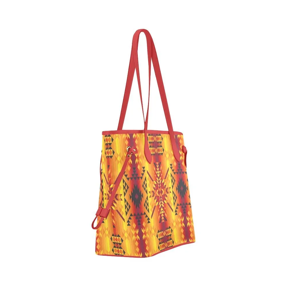 Desert Geo Yellow Red Clover Canvas Tote Bag