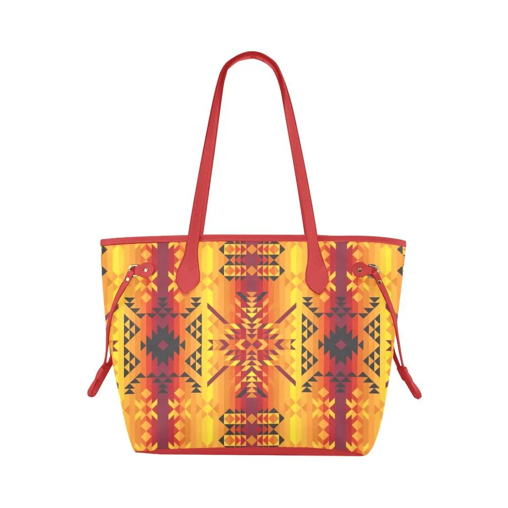 Desert Geo Yellow Red Clover Canvas Tote Bag