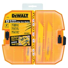 DeWALT DW4890 Reciprocating Saw Blade Set, 15-Piece, Bi-Metal, Yellow