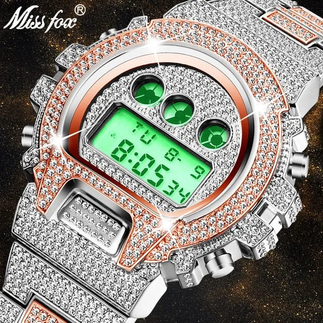 Digital Diamond Quartz Wristwatches