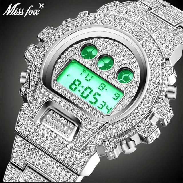 Digital Diamond Quartz Wristwatches